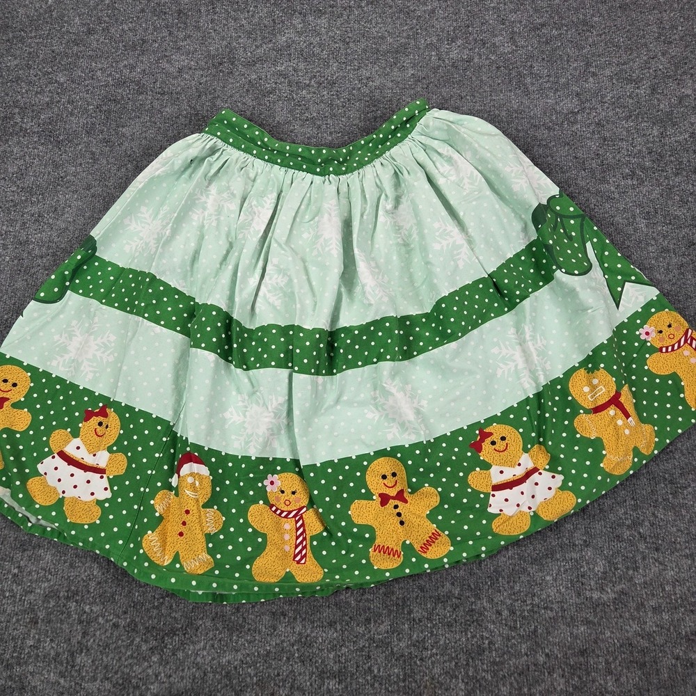 Unique Vintage Swing Midi Skirt Gingerbread Man Christmas Retro Pinup XL